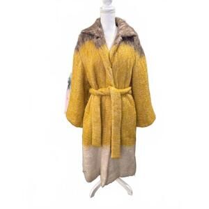 Jil Sander Color Block Long Wool Blend Coat with Belt, Small (oversized) NWT